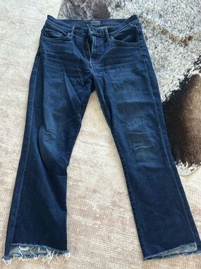 MOTHER Women's Dark Indigo Flare Jeans with Raw Hem